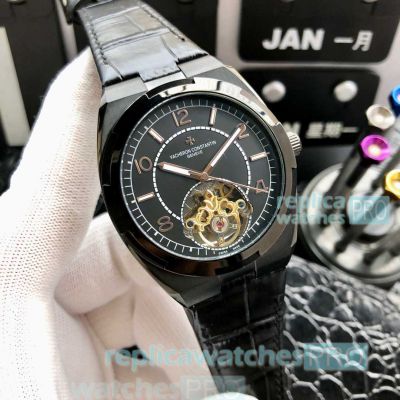 Replica Vacheron Constantin Tourbillon Fiftysix Watch Black Bezel Men 41MM 